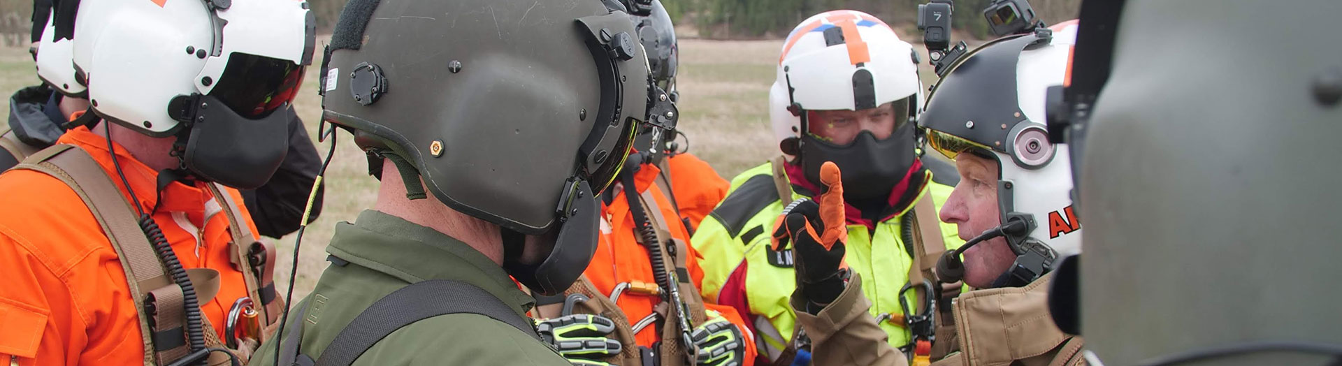 Fire fighters preparing for Helicopter training